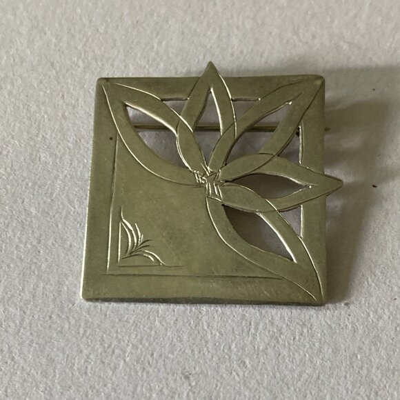 Vintage De Marcay Brooch Sterling Silver Pin Modernist Pierced Western Flower - Picture 2 of 13